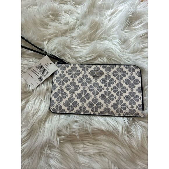 Kate spade blue Lucy Spade Flower Medium L-Zip Wristlet NWT - Picture 1 of 6